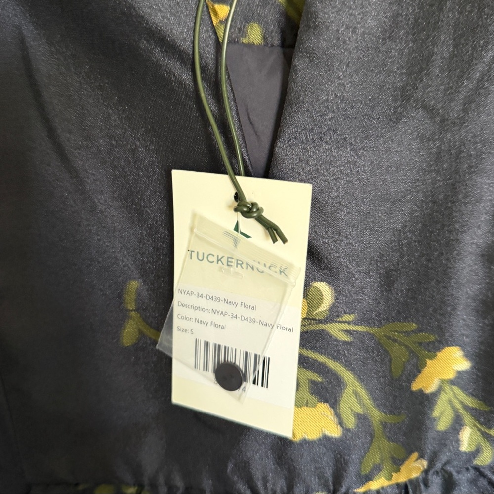 Tuckernuck Navy Blue Long Sleeve Floral Mini Dress with Yellow Print - Picture 9 of 9